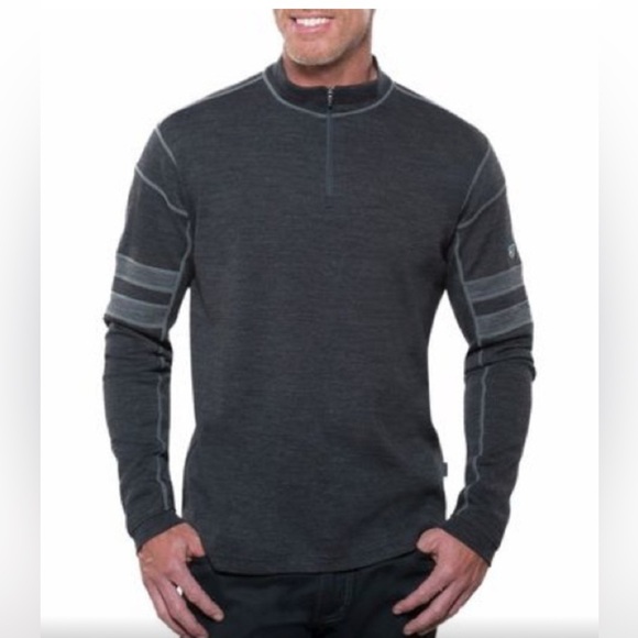 Kuhl 100% Merino Wool Team 1/4 Zip Sweater Jacket size XXL grey - Picture 1 of 8